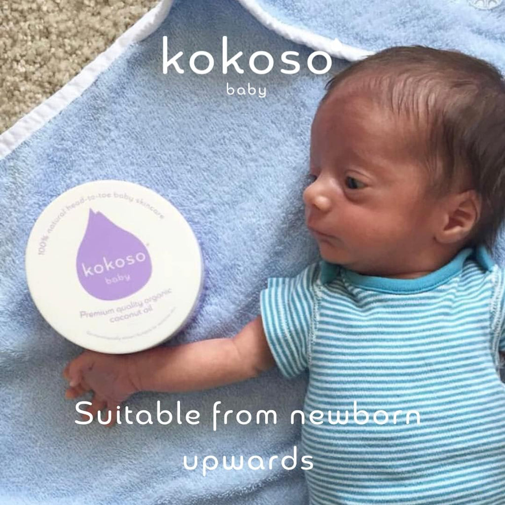 Baby - Organic Coconut Oil - 100% Natural Baby Oil - for Dry, Sensitive Skin & Eczema Prone Skin - Ultra Lightweight & Non Greasy - Suitable from Newborn Upwards - 70G