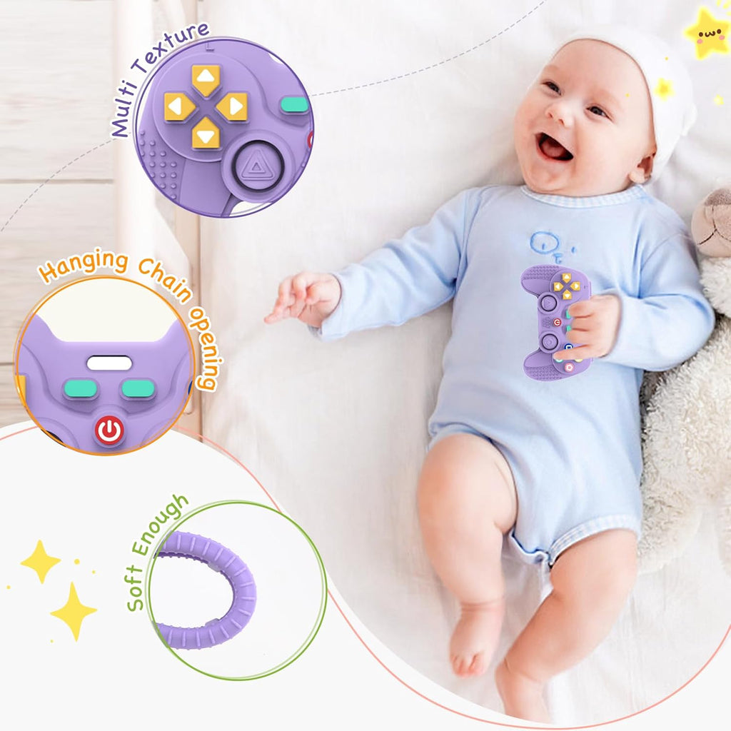 Silicone Teething Toys for Babies 0-6 Months, Teethers for Babies 6-12 Months, Remote Teether for Baby, Sensory Toys for Babies, Baby Chew Toys