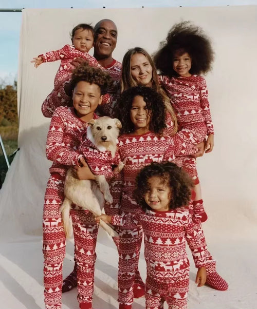2025 New Christmas Pajamas Set for Family Mother Father Kids Matching Clothing Baby&Dog Romper Pjs Xmas Look Loose Soft Outfits