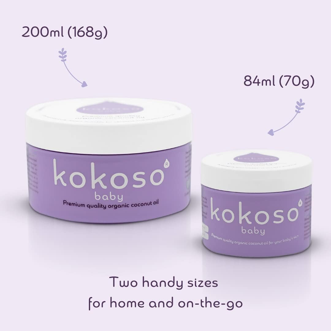 Baby - Organic Coconut Oil - 100% Natural Baby Oil - for Dry, Sensitive Skin & Eczema Prone Skin - Ultra Lightweight & Non Greasy - Suitable from Newborn Upwards - 70G