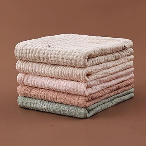 5 Pack Luxury Muslin Squares | Cute Small Baby Burp Cloths (Peach)