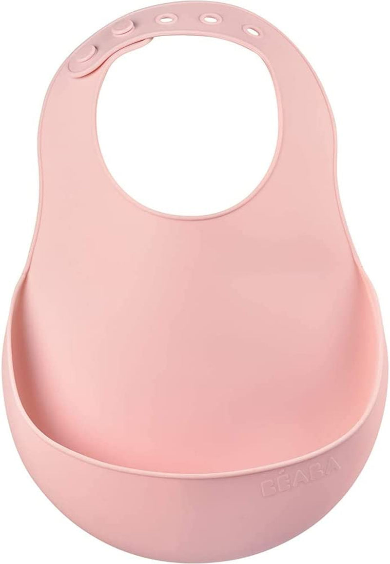 Silicone Baby Bib - Waterproof - Adjustable: Several Sizes - Light and Flexible - Ultra Soft - Easy to Clean - Large Pocket to Catch Food - Pink