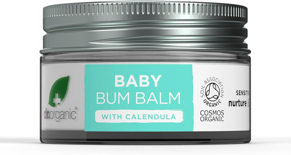 Baby Bum Balm with Calendula, Nappy Rash Cream, Sensitive Skin, Lanolin, Natural, Vegan, Dermatologically Tested, Cruelty-Free, Paraben & SLS Free, Certified Organic, 50Ml