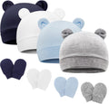 Newborn Baby Beanie Hat and Gloves, Baby Girl Beanie Spring Summer Autumn Winter Hats for 0-6 Months Infant Cotton