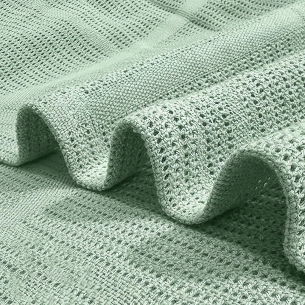 - Cellular Blankets Baby | 100% Pure Organic Cotton | Baby Blanket - 70 X 90 Cm | Warm & Cosy Baby Blankets | Baby Blanket for Newborn | Perfect for Pram/Travel/Moses Baskets (Green/Ivory)