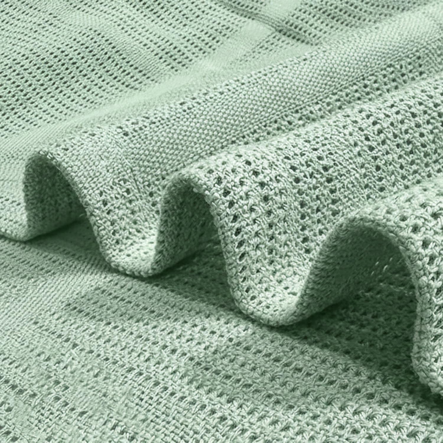 - Cellular Blankets Baby | 100% Pure Organic Cotton | Baby Blanket - 70 X 90 Cm | Warm & Cosy Baby Blankets | Baby Blanket for Newborn | Perfect for Pram/Travel/Moses Baskets (Green/Ivory)
