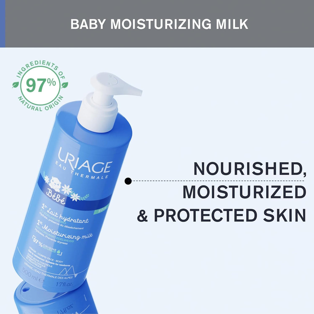 Baby Daily Moisturizing Lotion with Organic Edelweiss & Shea Butter 500Ml - Nourishes, Moisturizes & Protects Skin - Non-Greasy - Delicately Scented - Suitable for Newborns - 97% Natural Origin