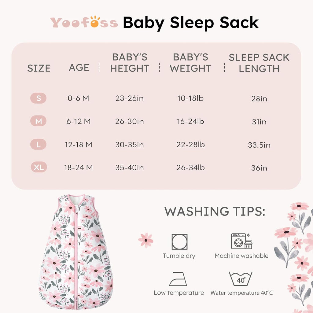 Baby Sleeping Bag 2.5 Tog - 12-18 Months Winter Sleeping Bag Baby 100% Organic Cotton Sleep Sack for Newbron Infant Toddler Quilted Warm Soft
