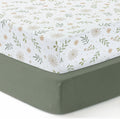 Cotton Cot Sheets,100% Cotton Jersey Sheet, Soft and Breathable Fitted Sheet, Girls, Boys,Baby Mattress Sheet,Crib Sheets,Cot Sheets 120X60 Fitted | Green, Flowers