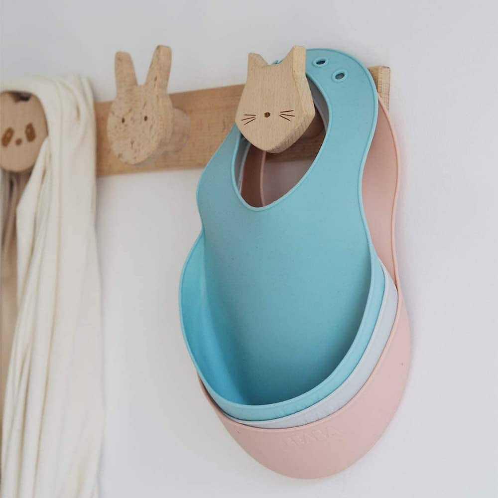 Silicone Baby Bib - Waterproof - Adjustable: Several Sizes - Light and Flexible - Ultra Soft - Easy to Clean - Large Pocket to Catch Food - Pink