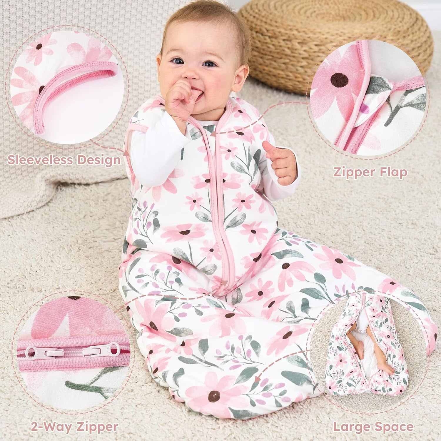 Baby Sleeping Bag 2.5 Tog - 12-18 Months Winter Sleeping Bag Baby 100% Organic Cotton Sleep Sack for Newbron Infant Toddler Quilted Warm Soft