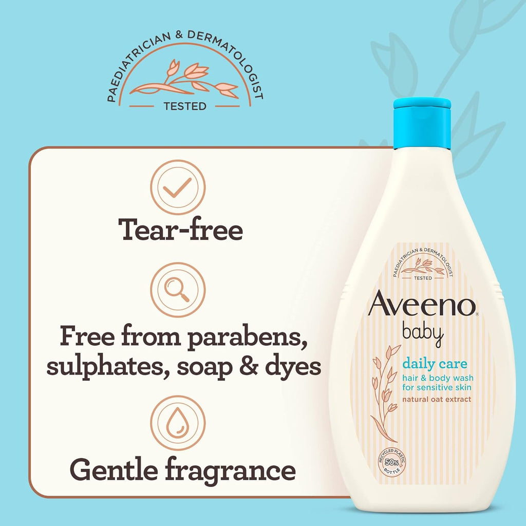 Daily Care Hair and Body Wash (2 X 400 Ml), Tear-Free Baby Wash with Gentle Fragrance with Collodial Oatmeal, Gently Cleanses and Leaves Skin Feeling Moisturised, for Sensitive Skin