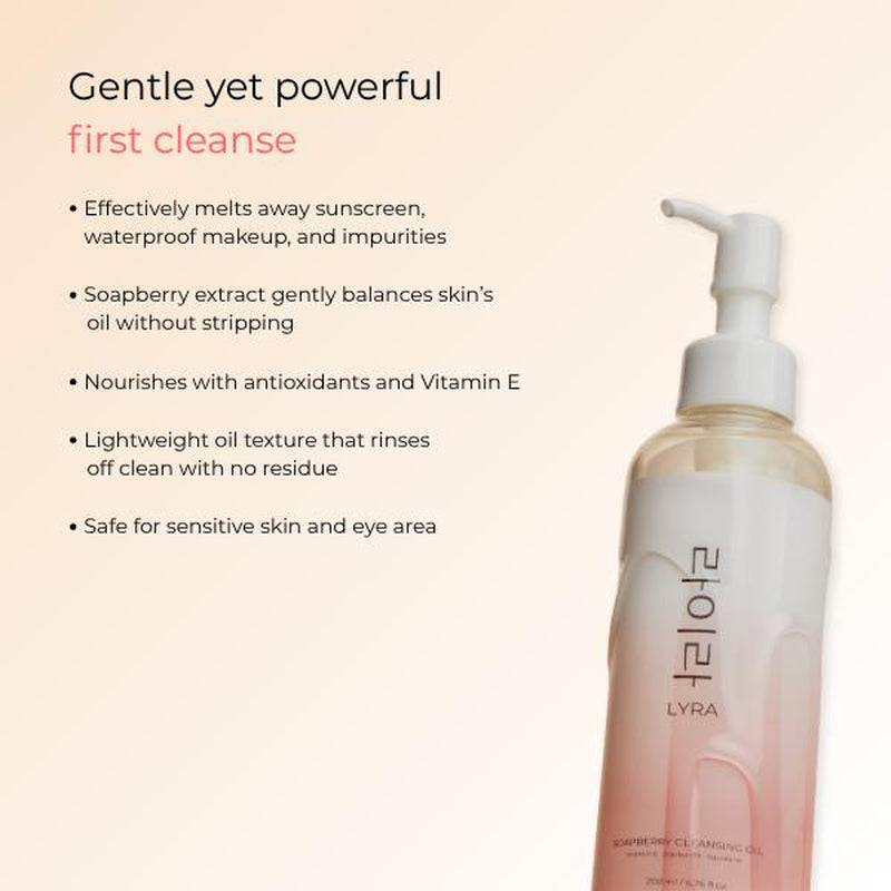 [Lyra Official] 3-Step Korean Glow Skincare Set | Soapberry Oil, Rice Powder Cleanser, Rice Essence Serum | for Hydrated, Glowing, Balanced Skin