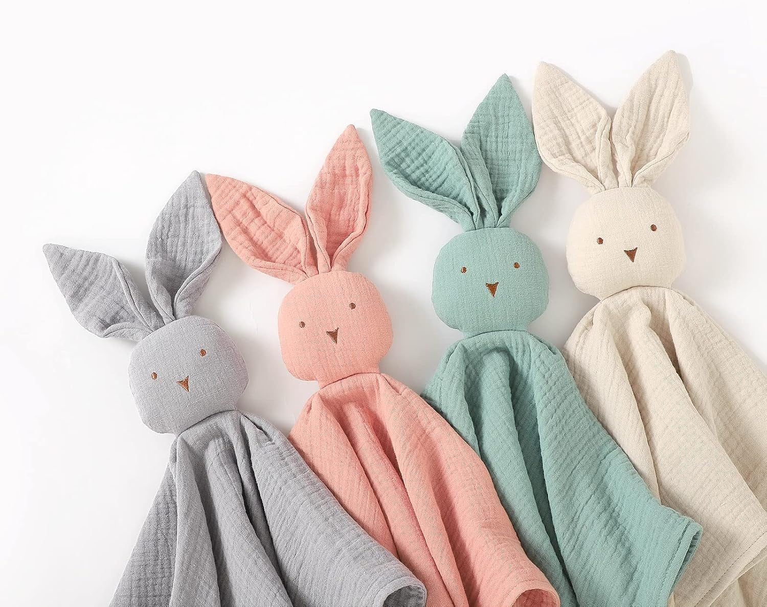 Bunny Comforter Blanket for Baby, 100% Organic Cotton Muslin, Cuddly for Boys, Girls and Infants. (Sage Green)