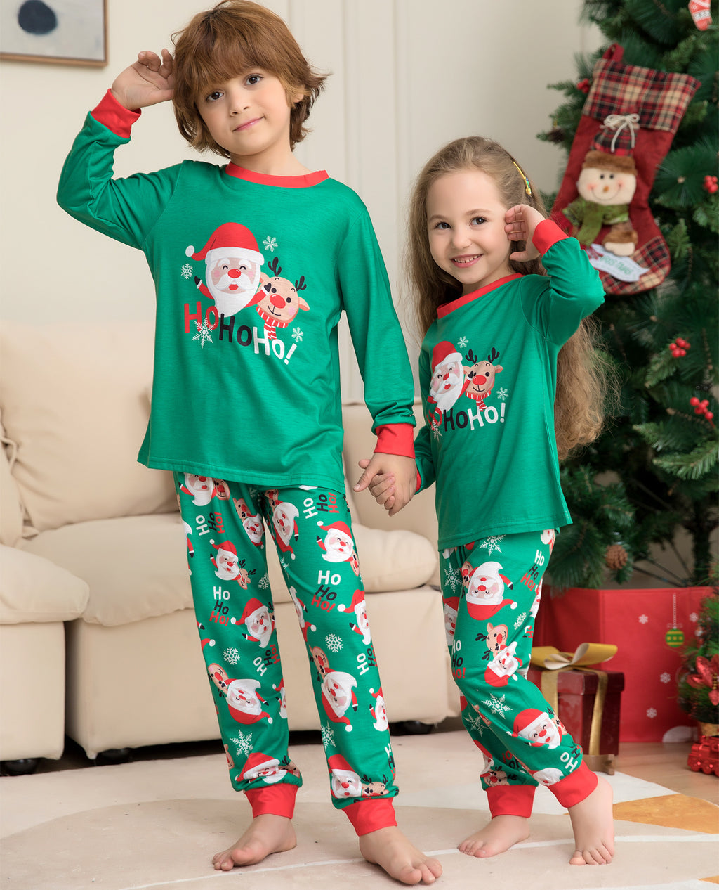 Christmas Pajamas for Family Matching Family Christmas Pjs Sets Santa Claus Printed Top Sleepwear