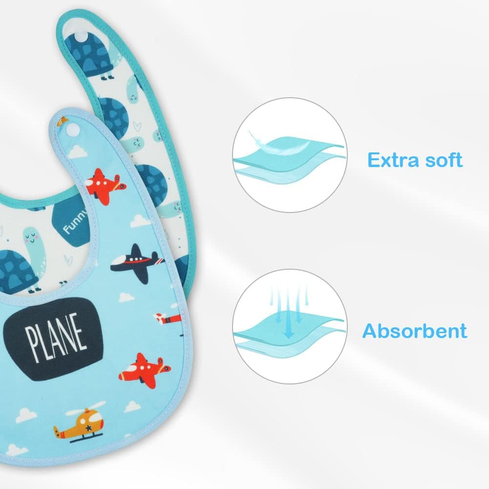 Baby Drool Bibs, 5Pcs Infant Bib, Baby Teething Bib, Soft and Absorbent, Babies Bandana Bib Set for Drooling Eating, Boys and Girls Unisex, Newborn Gift