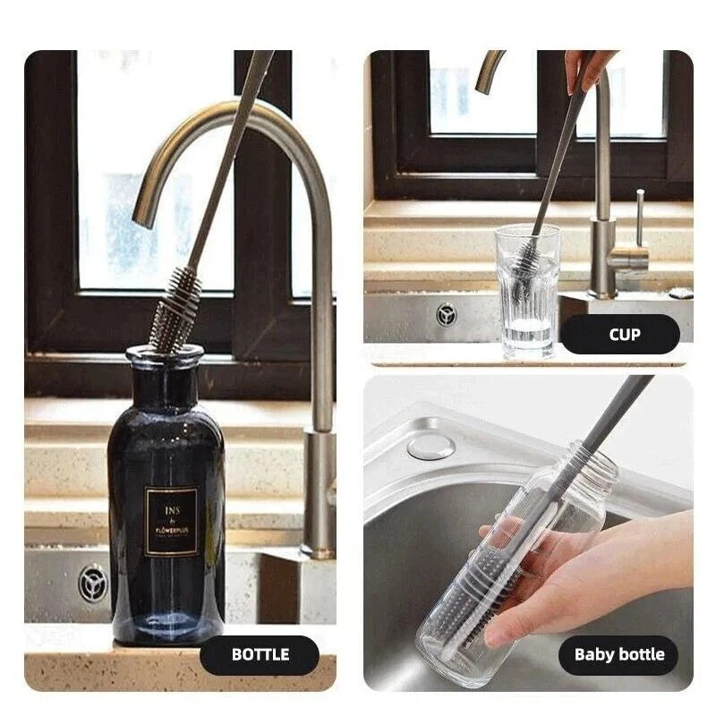 Silicone Bottle Brush Cup Scrubber Glass Cleaner Kitchen Easy Cleaning Tool