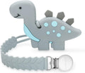 Teething Toys for Baby, Chew Toys for Autistic Children Dinosaur Grey, Baby Toys 3+ Months, Sensory Chew Toys, BPA Free Silicone Teether for Toddler Infant, Toddler Newborn Baby Shower Gifts