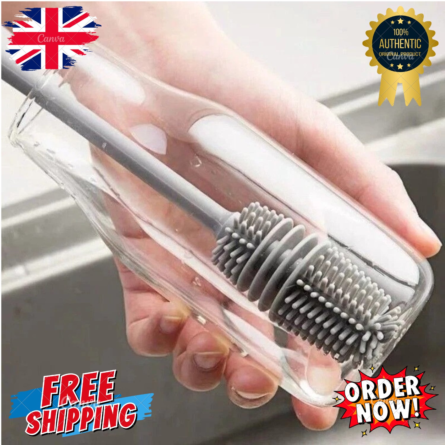 Silicone Bottle Brush Cup Scrubber Glass Cleaner Kitchen Easy Cleaning Tool