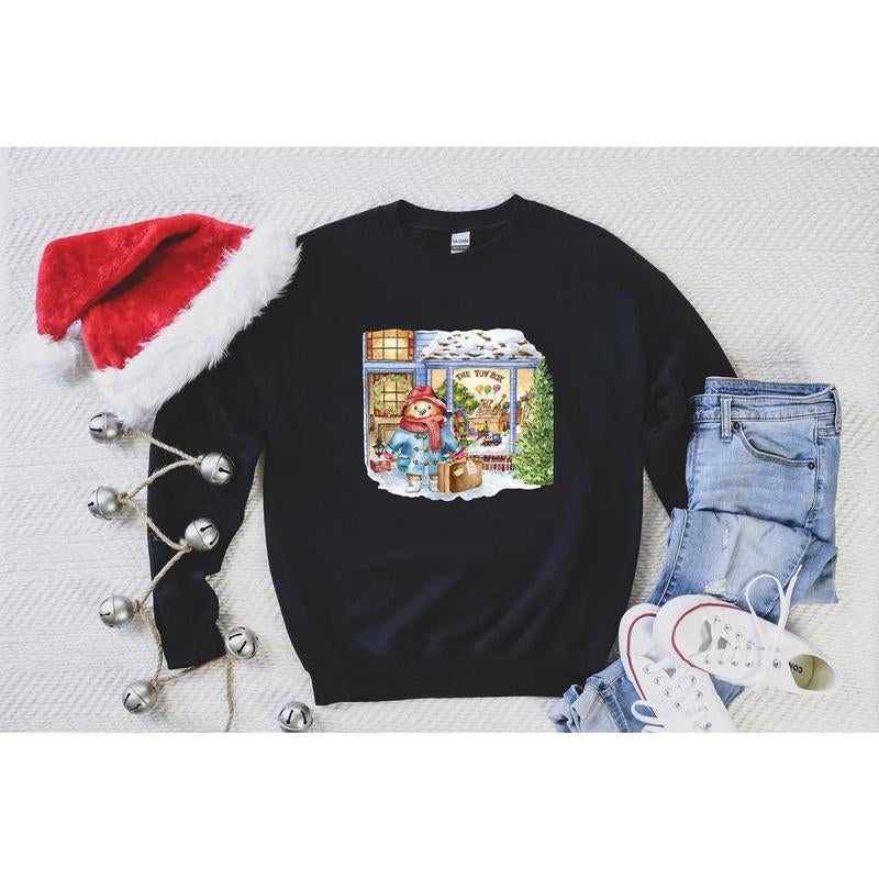 Ladies Christmas Sweatshirt, Christmas Bear Sweatshirt, Cute Bear Sweater, Christmas Gift