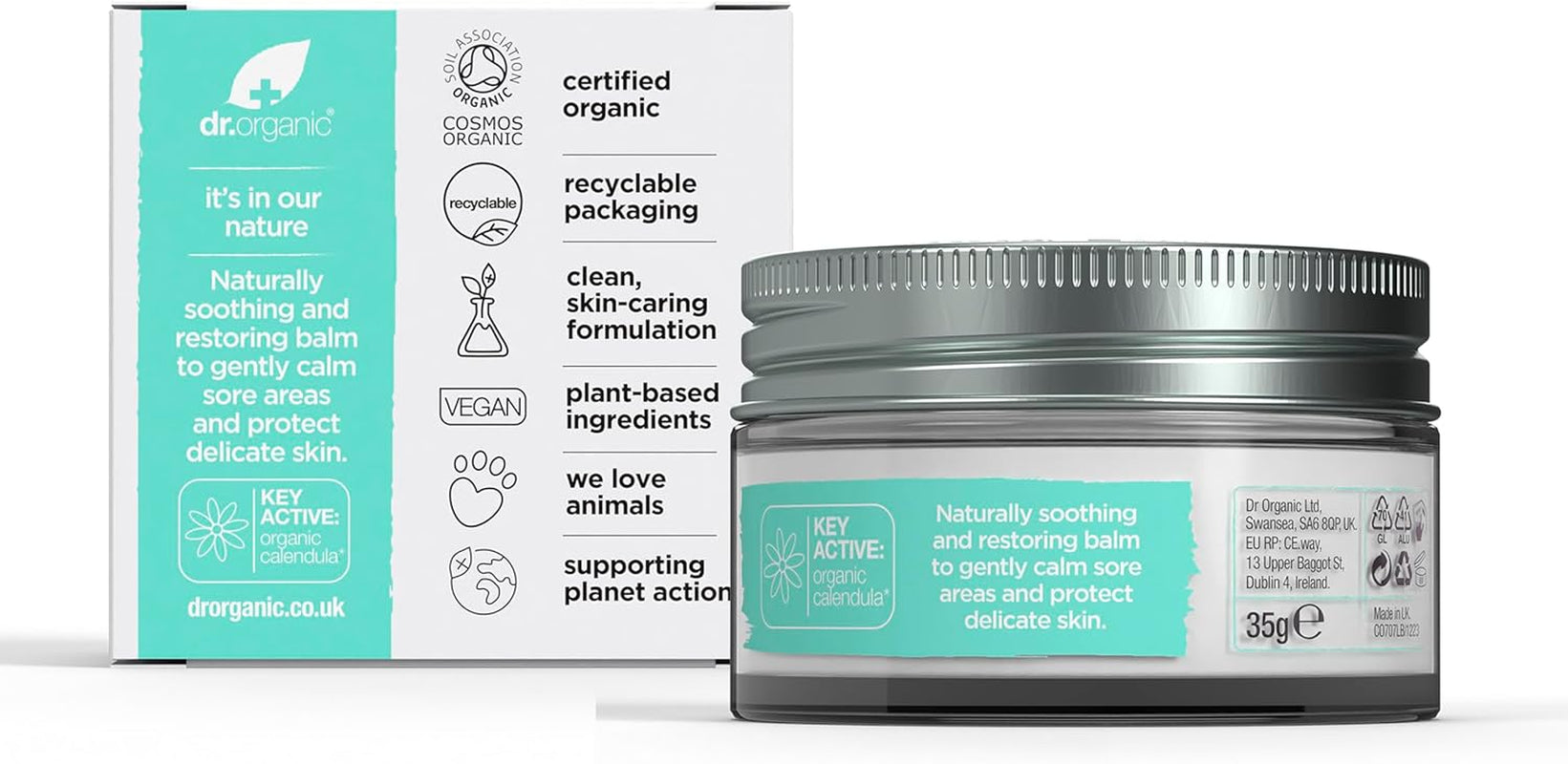 Baby Bum Balm with Calendula, Nappy Rash Cream, Sensitive Skin, Lanolin, Natural, Vegan, Dermatologically Tested, Cruelty-Free, Paraben & SLS Free, Certified Organic, 50Ml