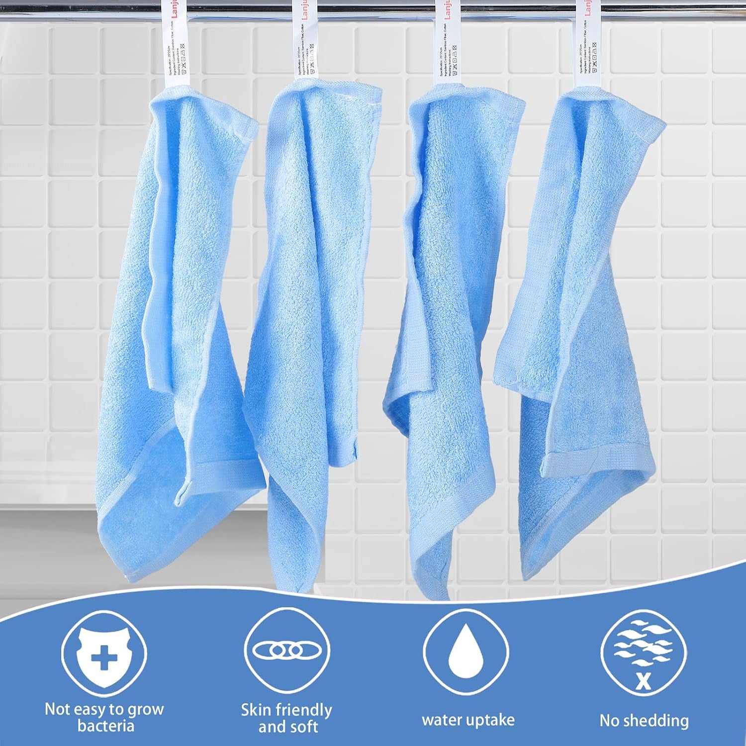8 Pack Flannel Face Cloth, 10 X 10 Inch Soft Bamboo Face Cloths Towels Reusable Flannels Facial Cleansing Cloths Baby Wash Cloth for Women Kids Adult Spa Sport Beauty Routine (Blue)