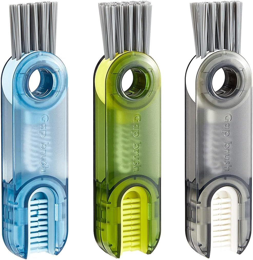 3 in 1 Tiny Cleaning Brush, 3 Pack Cup Lid Cleaner Brushes Set Mini Multi-Functional Crevice Cleaning Brush for Cleaning Baby Bottles, Narrow Neck Bottle, Sport Water Bottle, Tumbler, Glass Vase