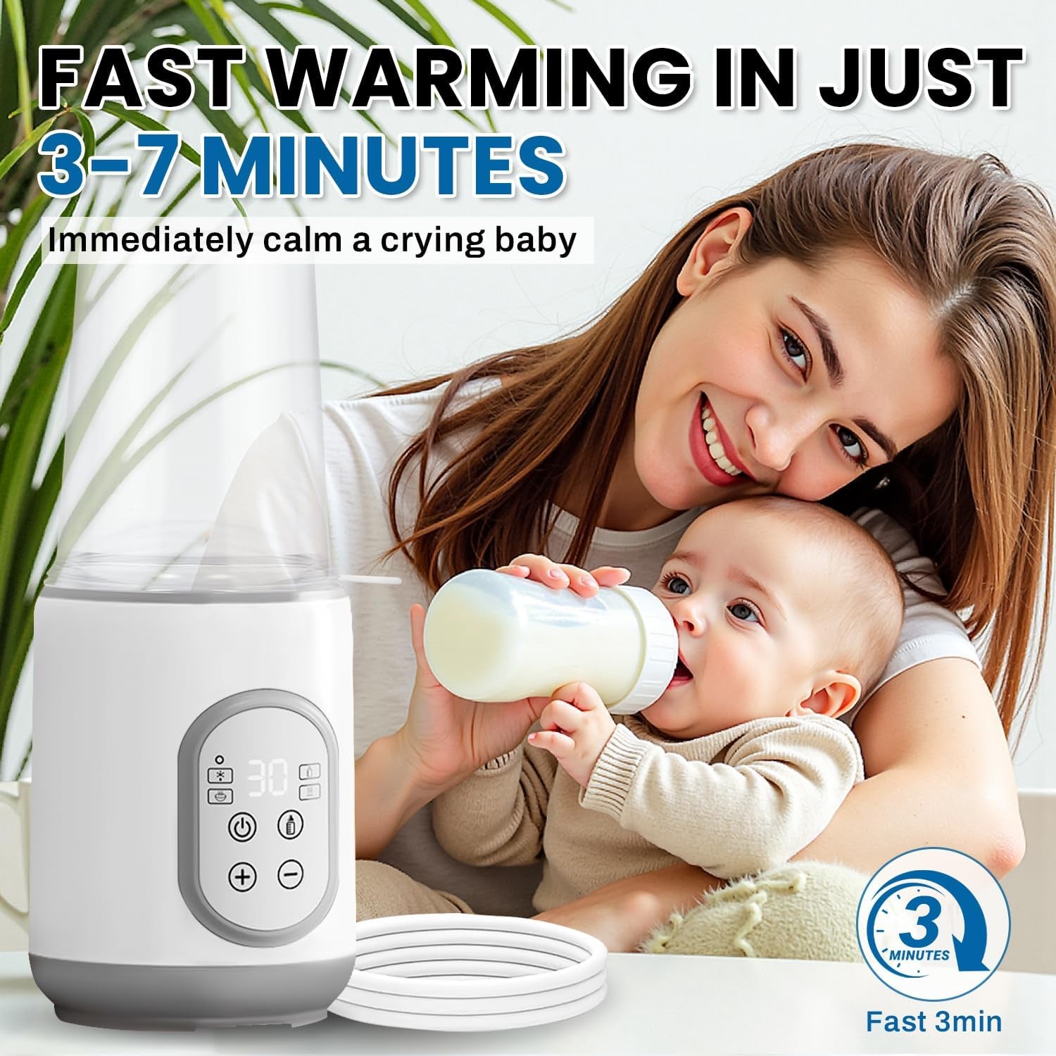 Baby Bottle Warmer,Smart Temperature Control and Automatic Shut-Off,Fast Baby Food Heater&Defrost,Warmer Accurate Temperature Control for Breastmilk or Formula