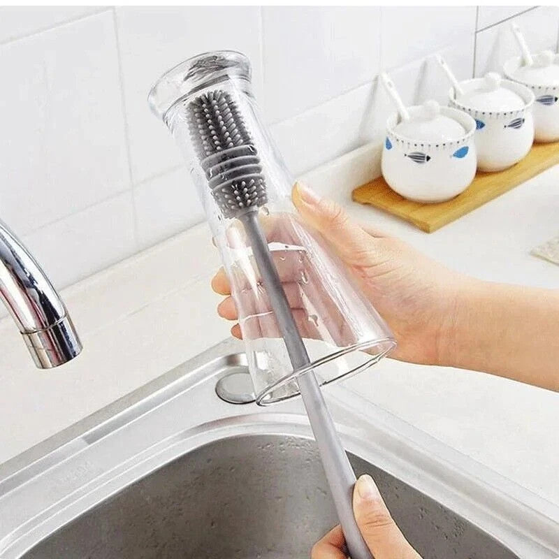 Silicone Bottle Brush Cup Scrubber Glass Cleaner Kitchen Easy Cleaning Tool