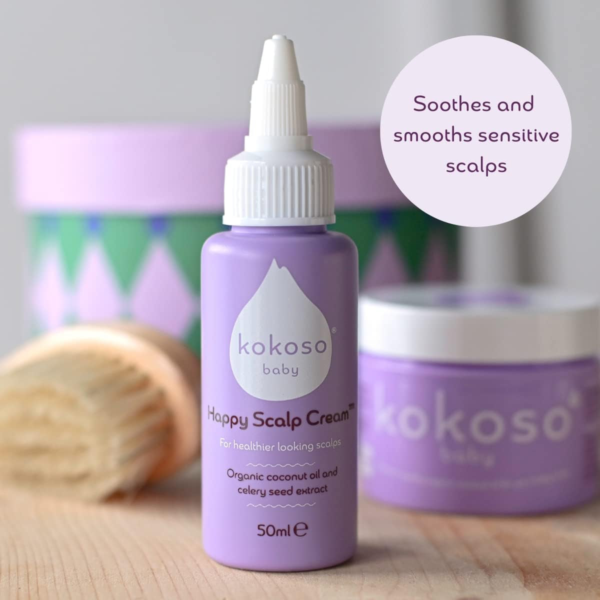 Baby - Happy Scalp Cream for Baby - Organic Coconut Oil, Aloe Vera & Celery Seed Extract - Moisturises & Soothes Dry Scalps - Fragrance-Free, Ph Balanced Formula - 50Ml