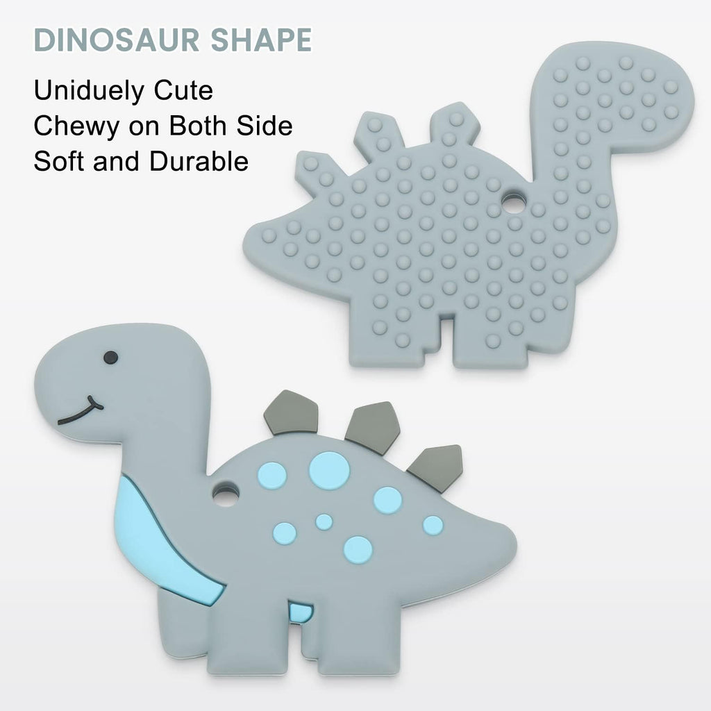 Teething Toys for Baby, Chew Toys for Autistic Children Dinosaur Grey, Baby Toys 3+ Months, Sensory Chew Toys, BPA Free Silicone Teether for Toddler Infant, Toddler Newborn Baby Shower Gifts